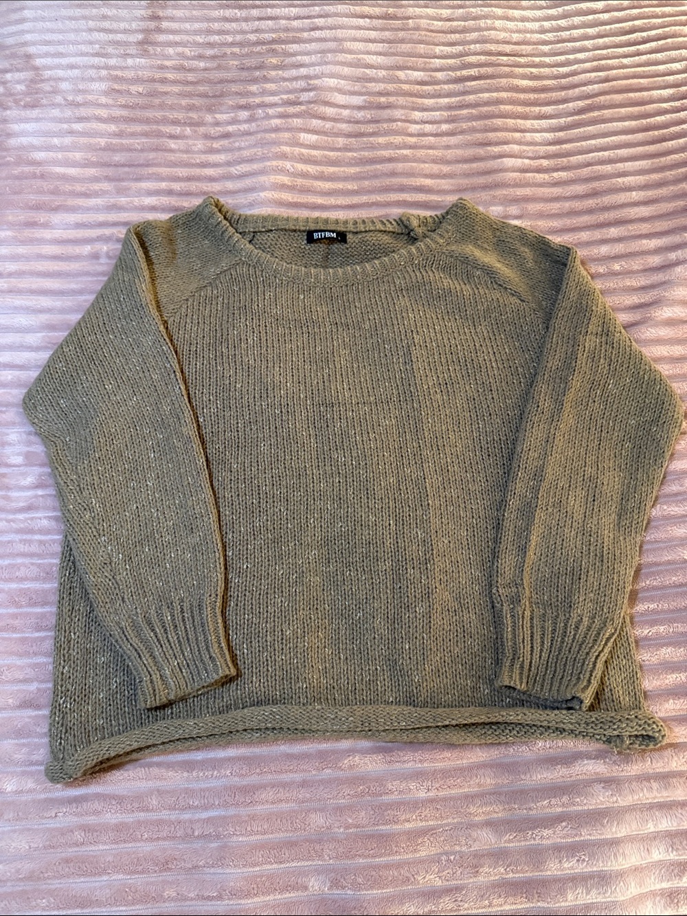 St. John Olive Green Crewneck Knit Sweater